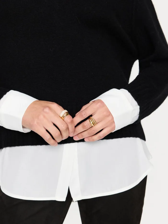 The Parson Crew Looker Black Onyx With White Women Brochu Walker Looker Sweaters