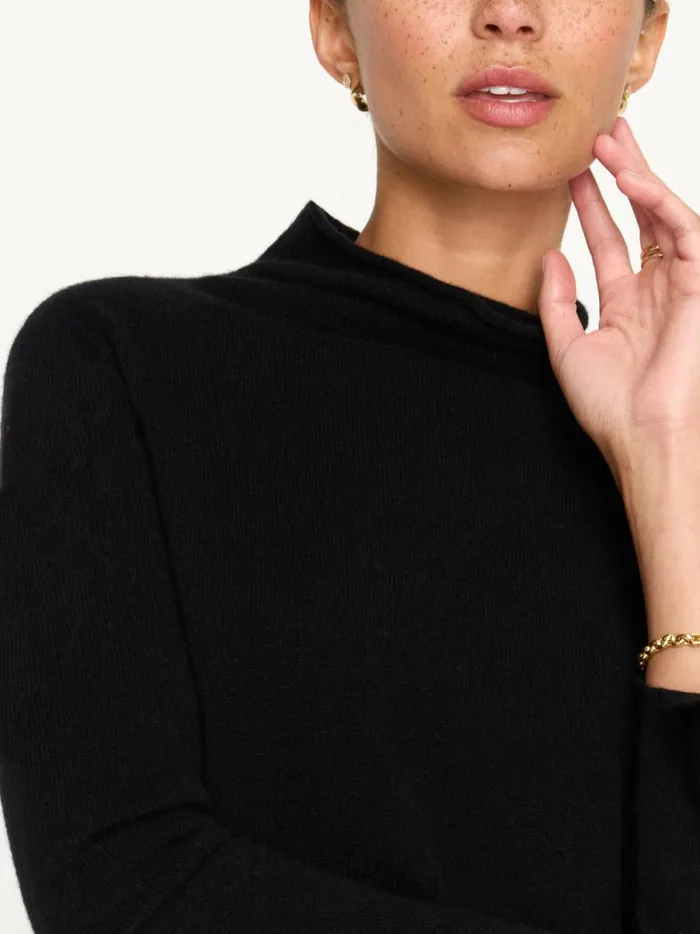The Rhone Relaxed Funnel Sweater Black Onyx Women Brochu Walker Sweaters