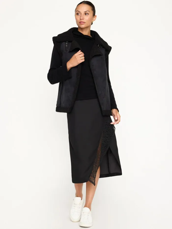The Rhone Relaxed Funnel Sweater Black Onyx Women Brochu Walker Sweaters