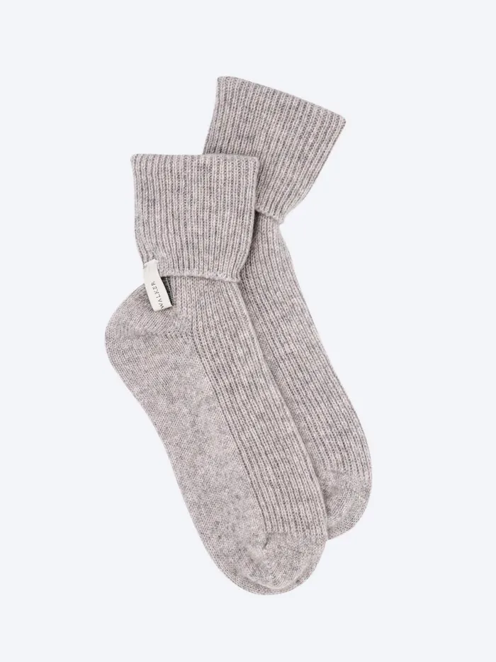 The Ribbed Cashmere Socks Heather Grey Women Brochu Walker 100 Cashmere