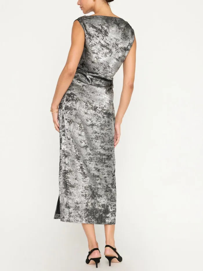 The Trey Draped Waist Dress Galaxy Silver Women Brochu Walker Dresses