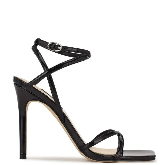Tidle Ankle Strap Sandals Black Women Nine West Heeled