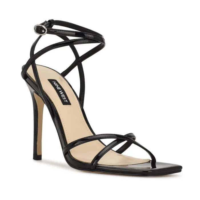 Tidle Ankle Strap Sandals Black Women Nine West Heeled Tidle Ankle Strap Sandals Black Women Nine West Heeled