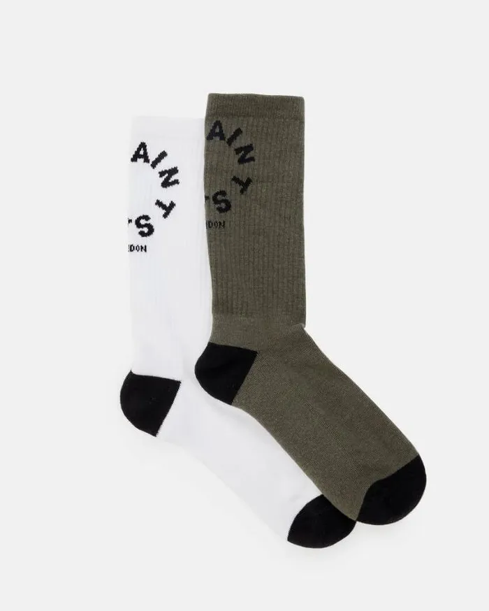 Tierra Logo Socks 2 Pack Whitekhakiblack Men AllSaints Underwear and Socks