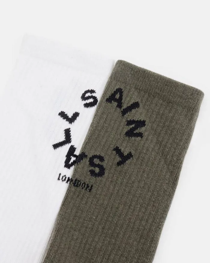 Tierra Logo Socks 2 Pack Whitekhakiblack Men AllSaints Underwear and Socks