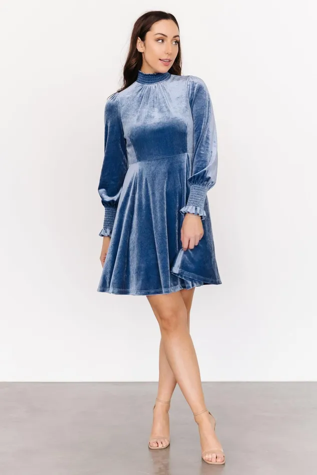 Tina Velvet Short Dress Blue Women Baltic Born Short Dresses
