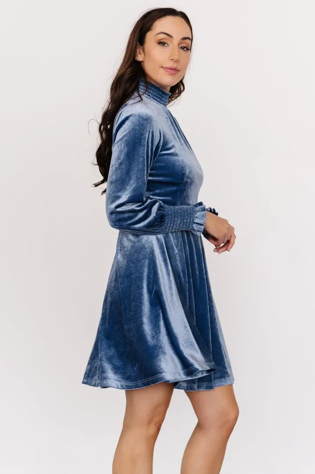 Tina Velvet Short Dress Blue Women Baltic Born Short Dresses Tina Velvet Short Dress Blue Women Baltic Born Short Dresses