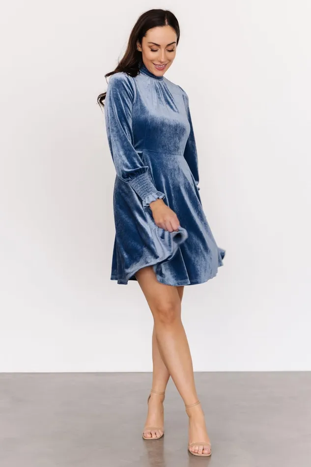 Tina Velvet Short Dress Blue Women Baltic Born Short Dresses Tina Velvet Short Dress Blue Women Baltic Born Short Dresses