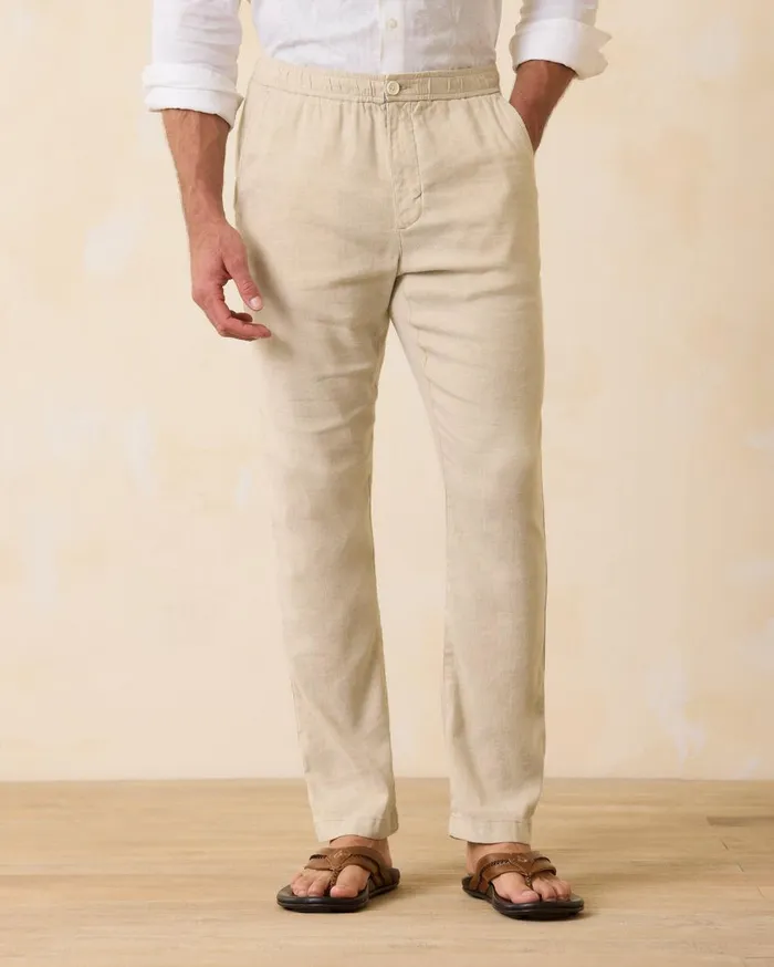 Tommy Bahama Big and Tall Latigo Beach LinenBlend FlatFront Pants Stone Khaki Big and Tall Pants and Chinos