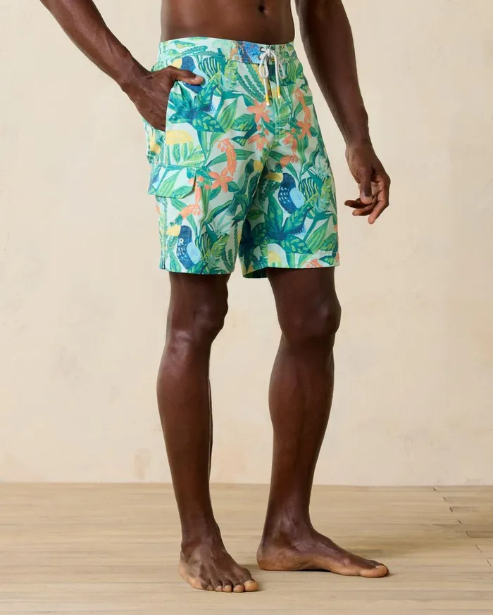 Tommy Bahama Big and Tall Rialto Luau Oasis Swim Trunks Light Sky Big and Tall Swim and Boardshorts