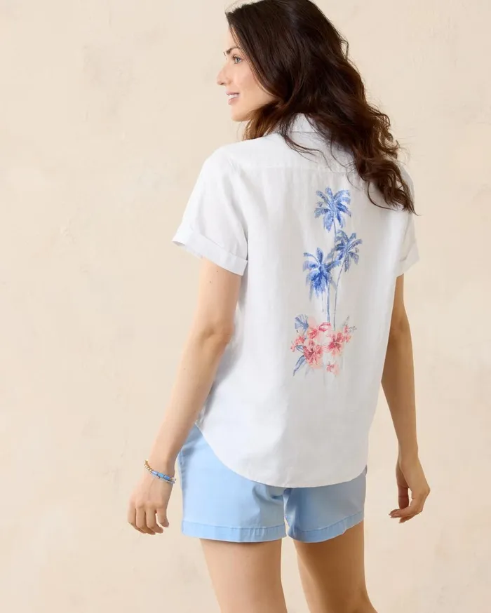 Tommy Bahama Chambray All Day Coastalina Shirt Light Storm Wash Women Tops and Shirts