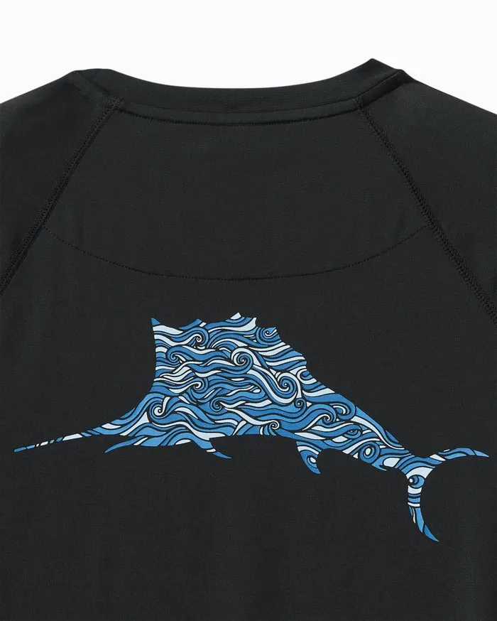 Tommy Bahama Chill Time Surf IslandZone Rash Guard Jet Black Men TShirts Tommy Bahama Chill Time Surf IslandZone Rash Guard Jet Black Men TShirts