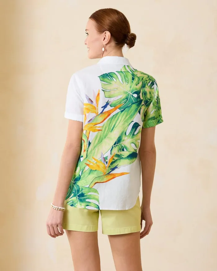 Tommy Bahama Coastalina Frond Escape Linen Camp Shirt White Women Tops and Shirts Tommy Bahama Coastalina Frond Escape Linen Camp Shirt White Women Tops and Shirts