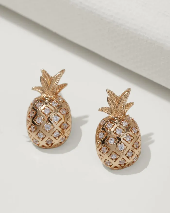 Tommy Bahama Crystal Collection Gold Pineapple Stud Earrings Gold Women Jewelry Collections Tommy Bahama Crystal Collection Gold Pineapple Stud Earrings Gold Women Jewelry Collections
