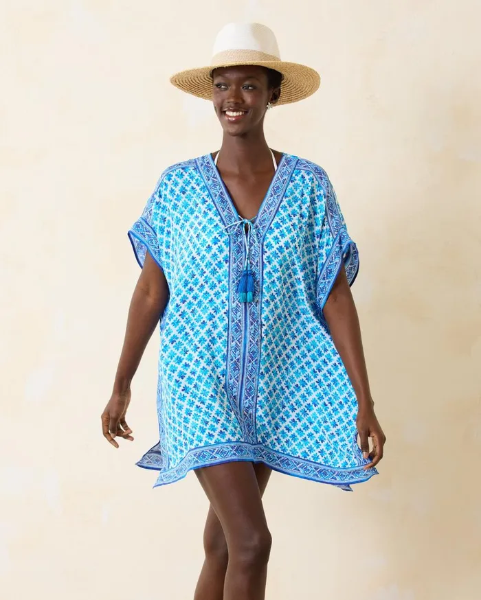 Tommy Bahama Harbour Eyelet Boyfriend Beach Shirt White Women Coverups