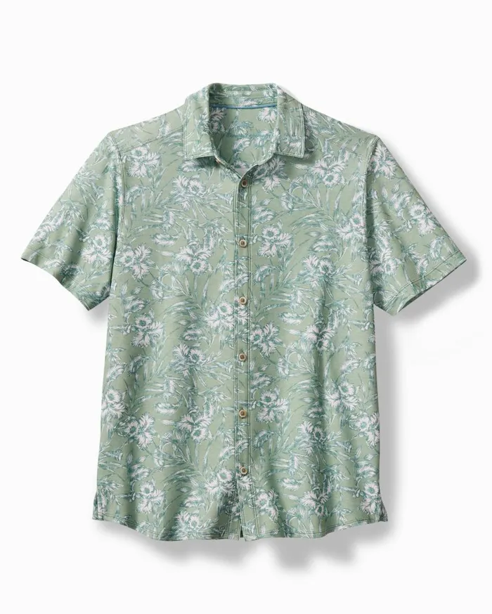 Tommy Bahama Iris Vines IslandZone Knit Shirt Iceberg Green Men Shirts
