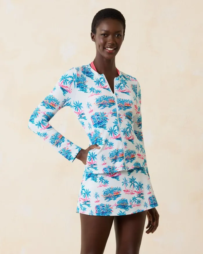 Tommy Bahama Island Cays Tropical Oasis Rash Guard White Women Rash Guards Tommy Bahama Island Cays Tropical Oasis Rash Guard White Women Rash Guards