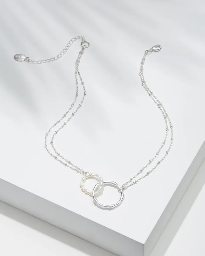 Tommy Bahama Island Essence Double Loop Bamboo Necklace Silver Women Jewelry Collections Tommy Bahama Island Essence Double Loop Bamboo Necklace Silver Women Jewelry Collections