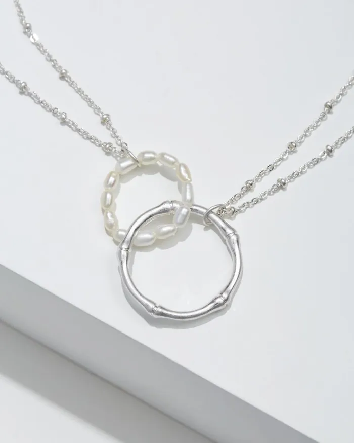 Tommy Bahama Island Essence Double Loop Bamboo Necklace Silver Women Jewelry Collections Tommy Bahama Island Essence Double Loop Bamboo Necklace Silver Women Jewelry Collections