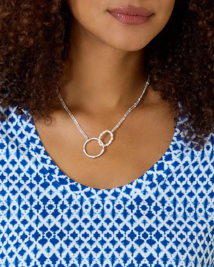 Tommy Bahama Island Essence Double Loop Bamboo Necklace Silver Women Jewelry Collections Tommy Bahama Island Essence Double Loop Bamboo Necklace Silver Women Jewelry Collections
