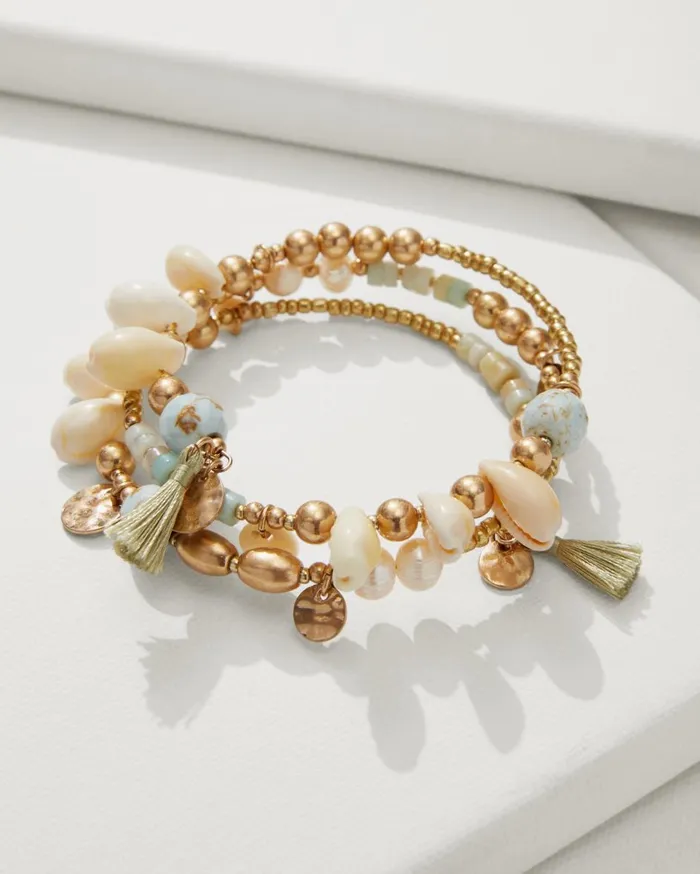 Tommy Bahama Kihei Collection Beaded Coil Bracelet Gold Women Jewelry Collections