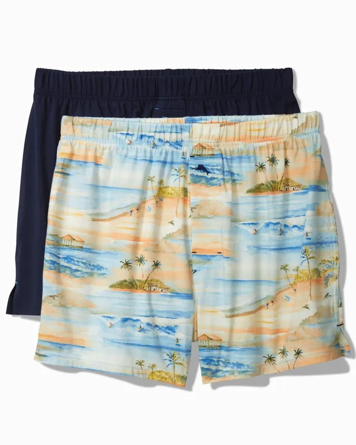 Tommy Bahama Knit Boxers 8211 2Pack Beach Blue MenBig and Tall Underwear