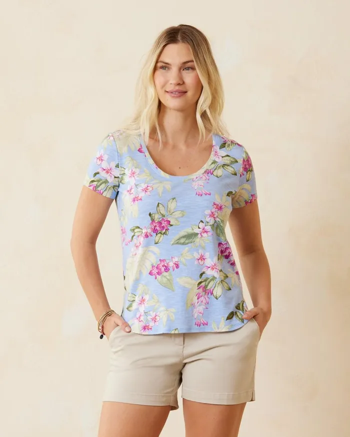 Tommy Bahama Linnea Johnny Collar ShortSleeve TShirt Linen Sky Women Tops and Shirts Tommy Bahama Linnea Johnny Collar ShortSleeve TShirt Linen Sky Women Tops and Shirts