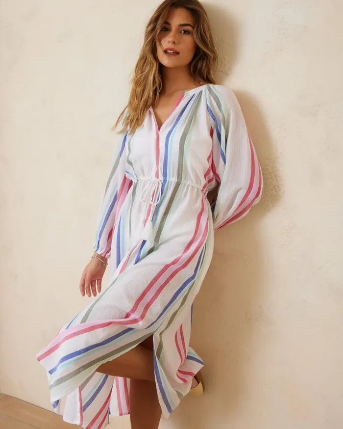 Tommy Bahama MultiStripe Coverup Shirt Dress White Women Dresses Tommy Bahama MultiStripe Coverup Shirt Dress White Women Dresses