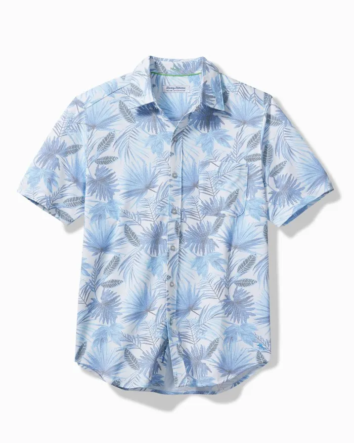 Tommy Bahama San Lucio Falling Fronds Knit Stretch Shirt Kingdom Blue Men Shirts