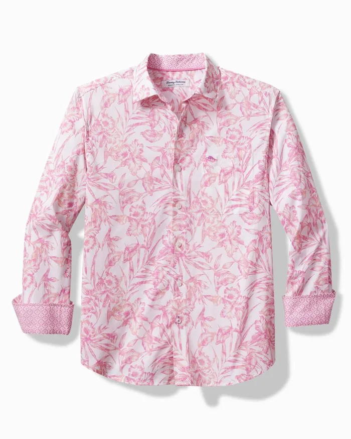 Tommy Bahama Sarasota Stretch Iris Vines IslandZone Shirt White Men Shirts