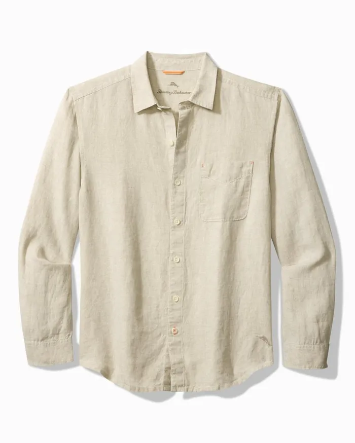 Tommy Bahama Sea Glass Breezer Linen Shirt Natural Men Shirts