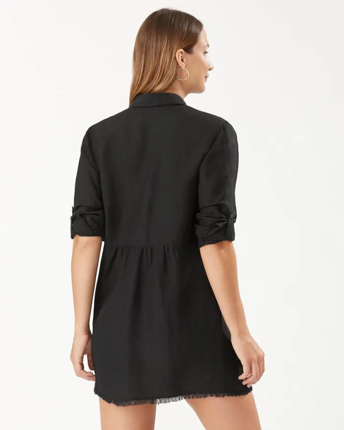 Tommy Bahama St Lucia LinenBlend Boyfriend Beach Shirt Black Women Coverups Tommy Bahama St Lucia LinenBlend Boyfriend Beach Shirt Black Women Coverups