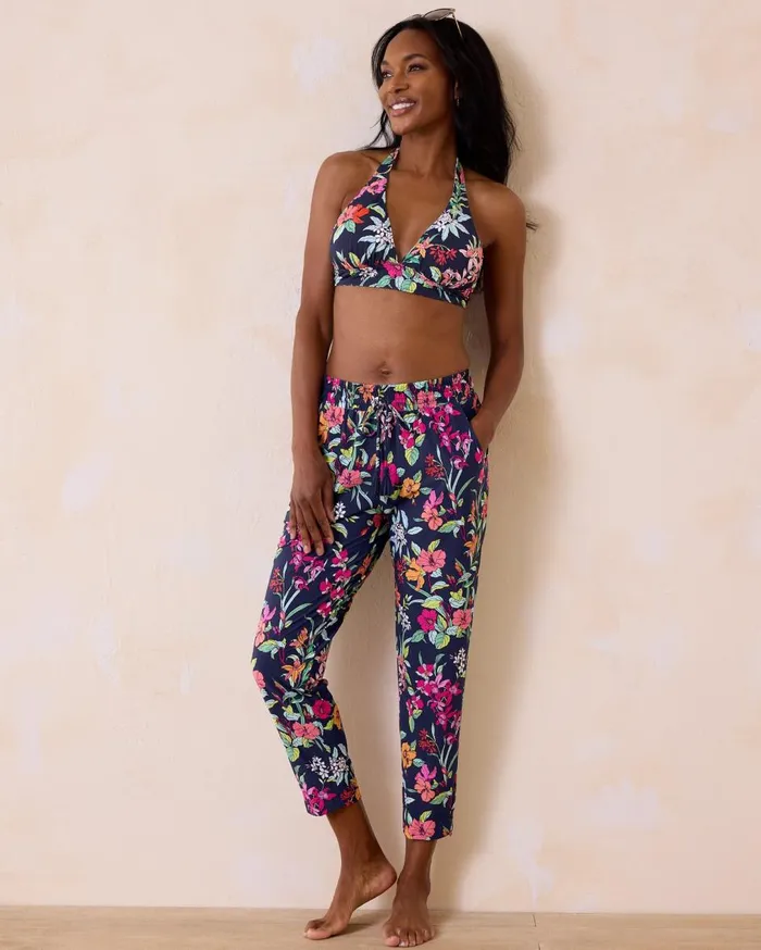Tommy Bahama Summer Floral Beach Pants Mare Navy Women Coverups