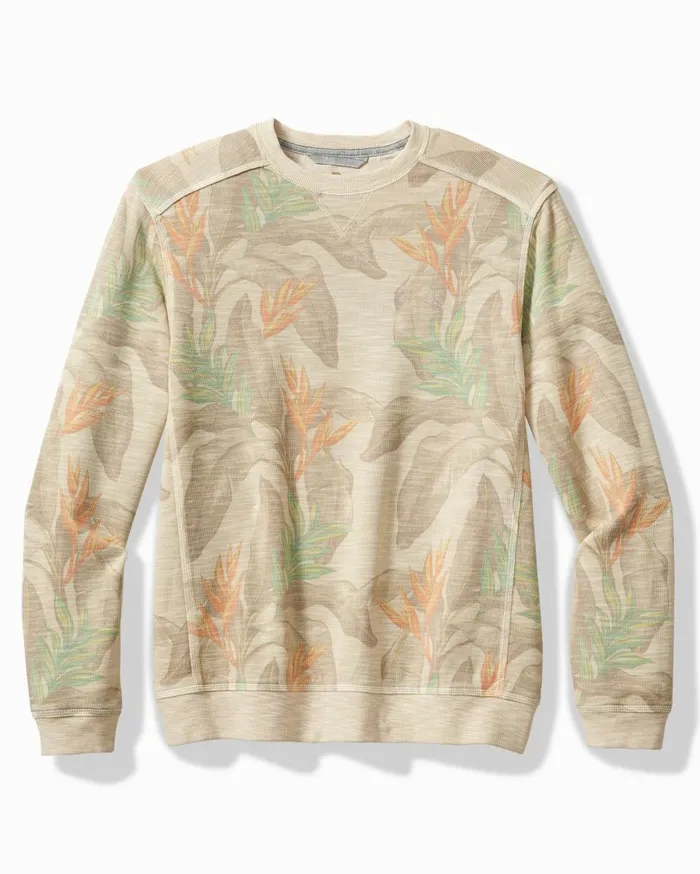 Tommy Bahama Tobago Bay Desert Fronds Crew Sweatshirt Oatmeal Men Sweatshirts
