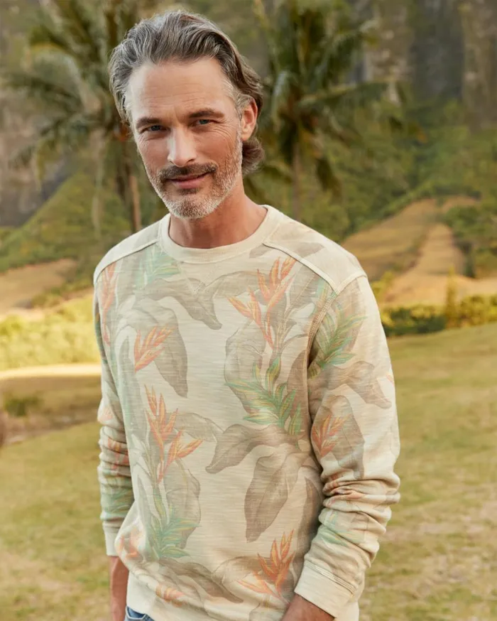 Tommy Bahama Tobago Bay Desert Fronds Crew Sweatshirt Oatmeal Men Sweatshirts Tommy Bahama Tobago Bay Desert Fronds Crew Sweatshirt Oatmeal Men Sweatshirts