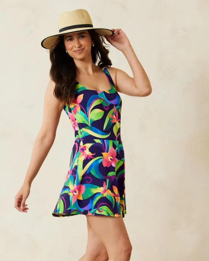 Tommy Bahama Tropical Blooms Beach Romper Mare Navy Women Dresses