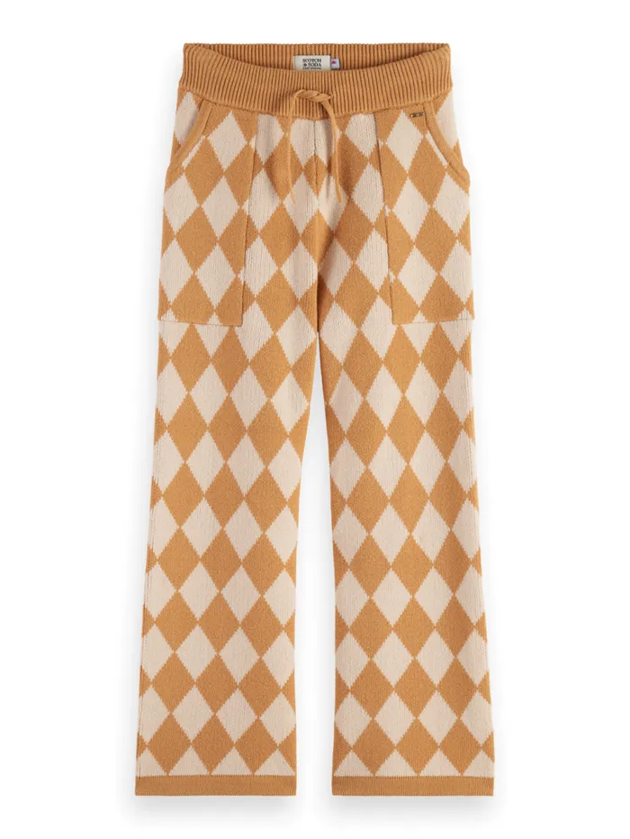 TONAL CHECKERBOARD KNITTED STRAIGHT LEG PANT Checkerboard Melange Kids Scotch and Soda Pants