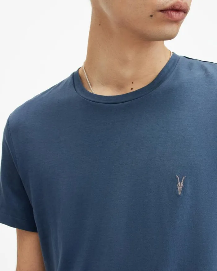 Tonic Crew Neck Slim Ramskull TShirt Admiral Blue Men AllSaints TShirts