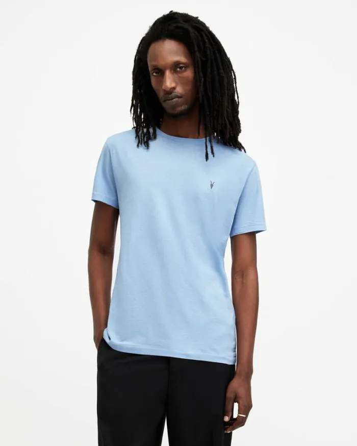 Tonic Crew Neck Slim Ramskull TShirt Blizzard Blue Men AllSaints TShirts