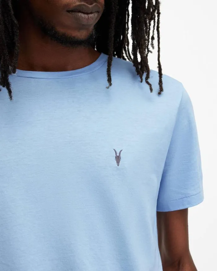 Tonic Crew Neck Slim Ramskull TShirt Blizzard Blue Men AllSaints TShirts