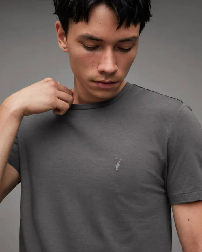 Tonic Crew Neck Slim Ramskull TShirt Galaxy Grey Men AllSaints TShirts