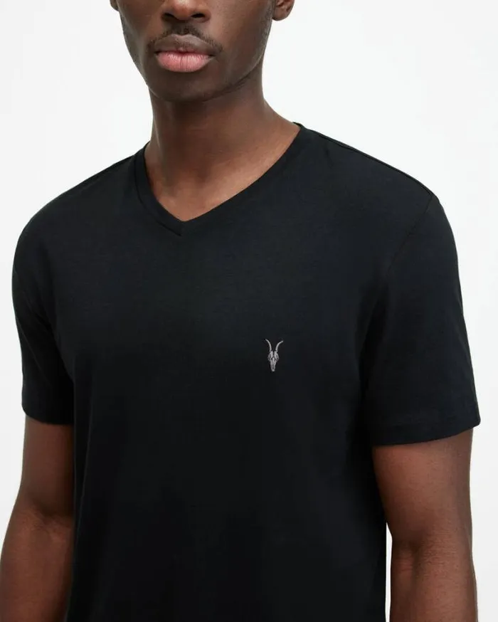 Tonic VNeck Slim Fit Ramskull TShirt Jet Black Men AllSaints TShirts