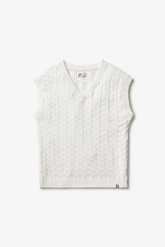 Tops and TShirts Women Fila Baseline Cable Knit Vest 100 White