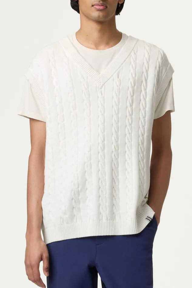 Tops and TShirts Women Fila Baseline Cable Knit Vest 100 White Tops and TShirts Women Fila Baseline Cable Knit Vest 100 White