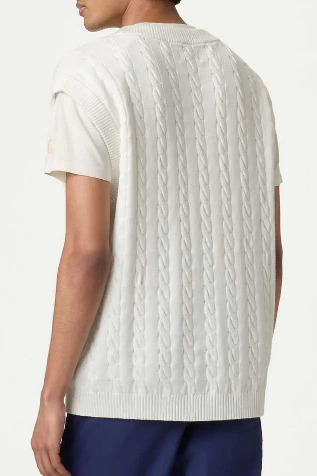 Tops and TShirts Women Fila Baseline Cable Knit Vest 100 White Tops and TShirts Women Fila Baseline Cable Knit Vest 100 White