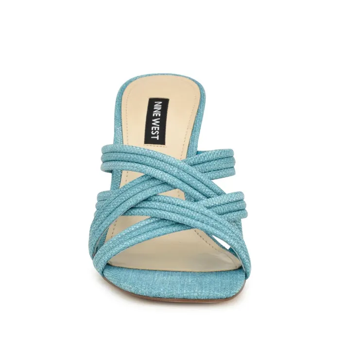 Tracee Heeled Slide Sandals Medium Blue Women Nine West High Heels Tracee Heeled Slide Sandals Medium Blue Women Nine West High Heels