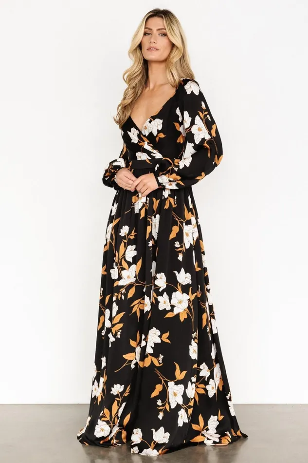 Tristan Maxi Dress Black Floral Women Baltic Born Maxi Dresses Tristan Maxi Dress Black Floral Women Baltic Born Maxi Dresses