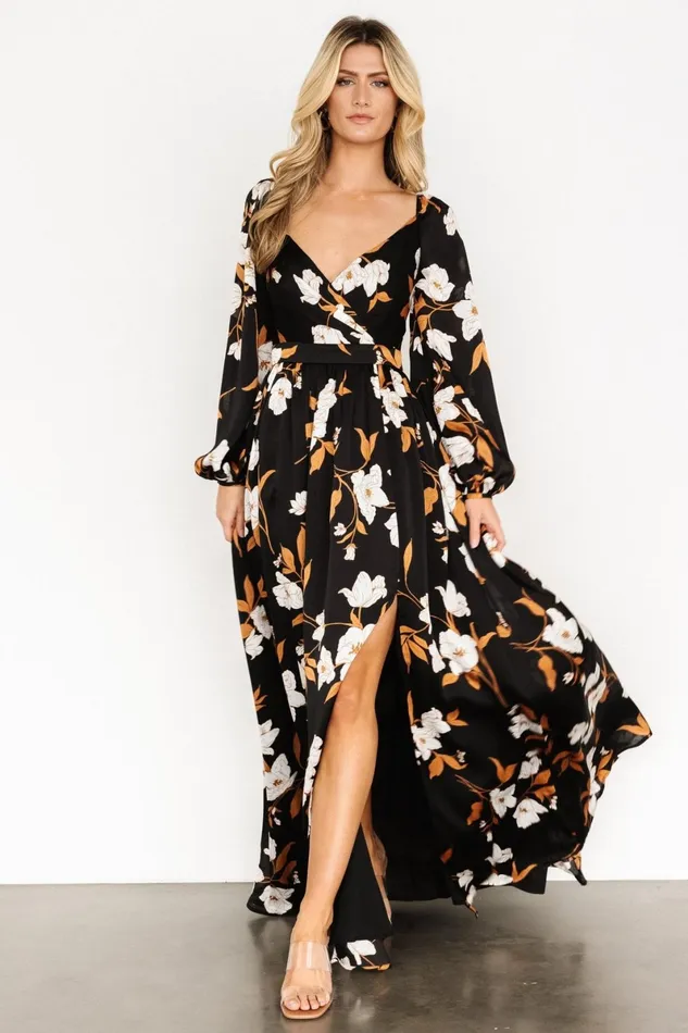 Tristan Maxi Dress Black Floral Women Baltic Born Maxi Dresses Tristan Maxi Dress Black Floral Women Baltic Born Maxi Dresses