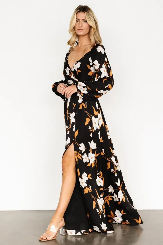 Tristan Maxi Dress Black Floral Women Baltic Born Maxi Dresses Tristan Maxi Dress Black Floral Women Baltic Born Maxi Dresses