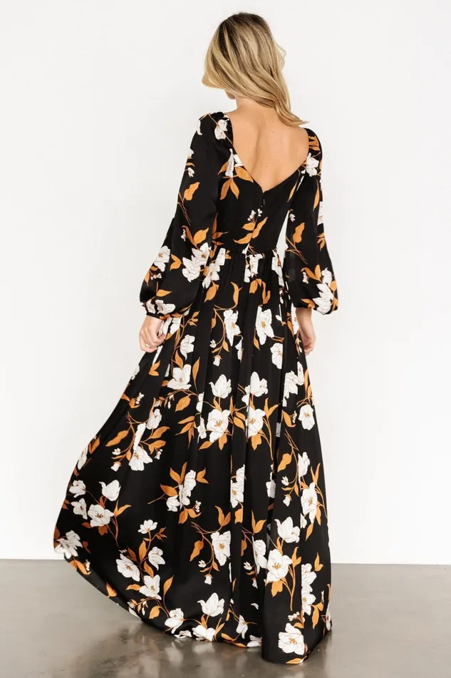 Tristan Maxi Dress Black Floral Women Baltic Born Maxi Dresses Tristan Maxi Dress Black Floral Women Baltic Born Maxi Dresses
